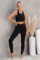 Black Crop Yoga Bra and High Waist Leggings Sports Wear LC261330-2