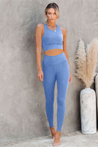 Sky Blue Crop Yoga Bra and High Waist Leggings Sports Wear LC261330-4