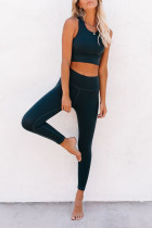 Blue Crop Yoga Bra and High Waist Leggings Sports Wear LC261330-5