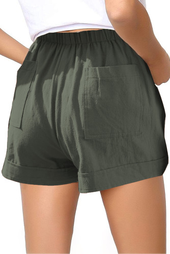 Green Elastic Waist Drawstring Girl's Shorts with Pockets TZ77014-9