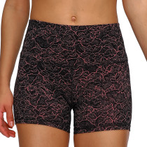 Black With Pink High Waist  Nylon Running Yoga Shorts TQE611217-231