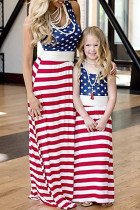 Mommy & Me Matching American Flag Maxi Dress TZ61255-19