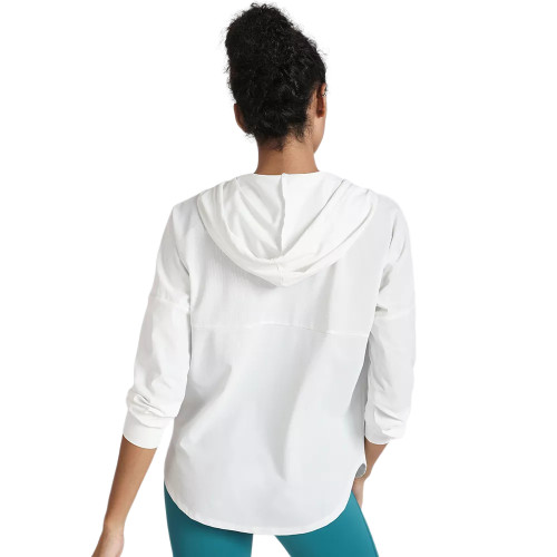 White Quick Dry Drawstring Hooded Yoga Jacket TQE71334-1