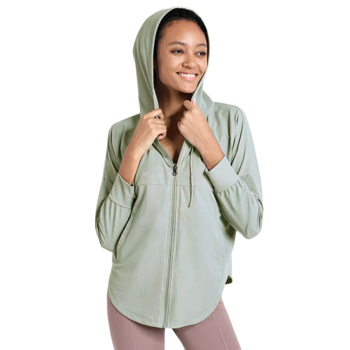 Green Quick Dry Drawstring Hooded Yoga Jacket TQE71334-9
