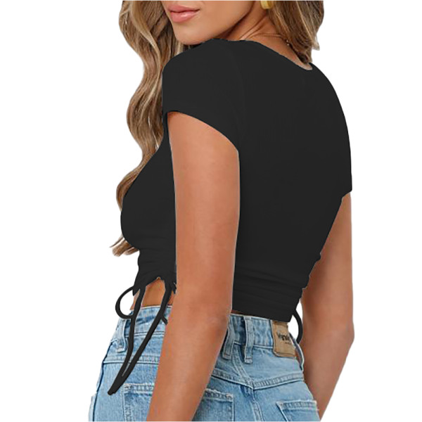 ribbed short sleeve crop top
