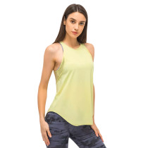 Light Yellow Back Mesh Quick Dry Sleeveless Yoga Tops TQE71331-42