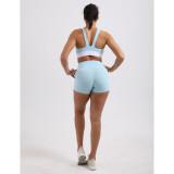 Tiffany Green Splice White Sports Yoga Bra Set TQE10116-62