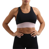 Black Splice Pink Sports Yoga Bra Set TQE10116-2