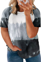 Gray Tie-dye Raglan Sleeve Plus Size T-shirt LC2517157-1011