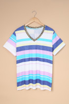 Multicolor Stripes Plus Size T-shirt LC2517539-19