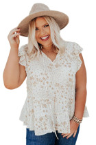 Ruffled Floral Print Plus Size Top LC2517147-1