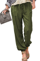 Green Drawstring Elastic Waist Pull-on Casual Pants with Pockets LC771289-9
