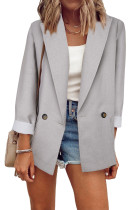 Gray Buttoned Lapel Collar Blazer with Pocket LC852186-11