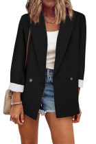 Black Buttoned Lapel Collar Blazer with Pocket LC852186-2
