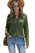 Green Henley Pullover Drop Shoulder Sweater with Slits LC2721110-9