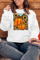 White Halloween Pumpkin Print Graphic Sweatshirt LC2539577-1