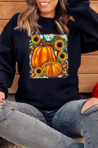 Black Halloween Pumpkin Print Graphic Sweatshirt LC2539577-2