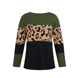 Army Green Black Splice Leopard Soft Warm Sweater TQK271339-27