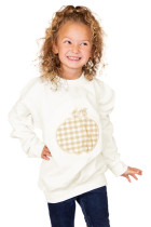 White Plaid Pumpkin Print Girls Pullover Sweatshirt TZ25669-1