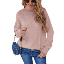 Light Pink High Collor Pullover Sweater TQK271324-39