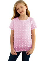Pink Swiss Dot Little Girl Short Sleeve Top TZ25308-10