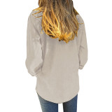 Apricot Rivet Corduroy Buttoned Pocketed Long Sleeve Shirt TQK280138-18
