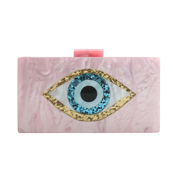 Pink Evil Eye Acrylic Evening Handbags Shoulder Chain Bag H0702-10
