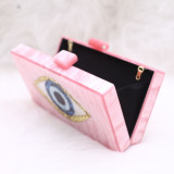 Pink Evil Eye Acrylic Evening Handbags Shoulder Chain Bag H0702-10