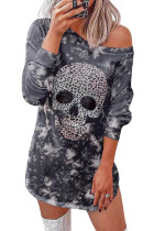 Tie Dye Leopard Skull Long Sleeve Mini Dress LC2210147-2