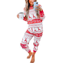 Red Snow Reindeer Christmas Mom Loungewear TQK710417-3