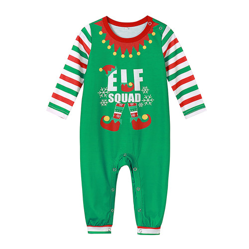 Green Christmas Letter Print Stripe Baby Loungewear TQK740425-9