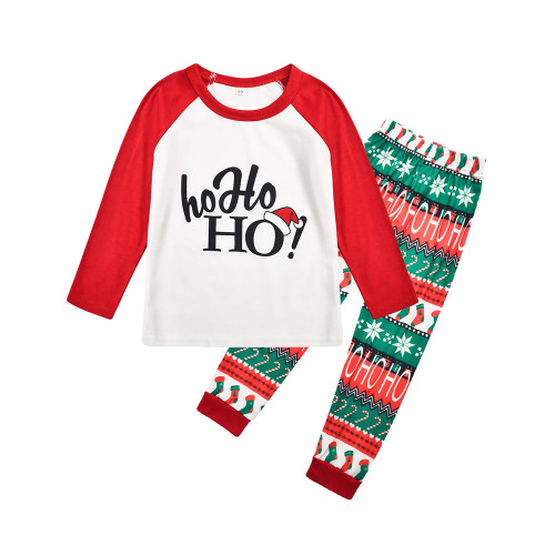 Red Christmas Letter Print Kids Loungewear TQK730422-3