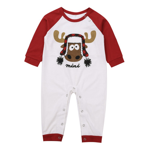 Red Reindeer Print Plaid Pants Baby Loungewear TQK740424-3