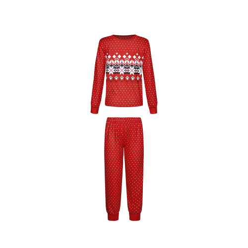 Contrast Red Christmas Print Kids Loungewear TQK730431-3