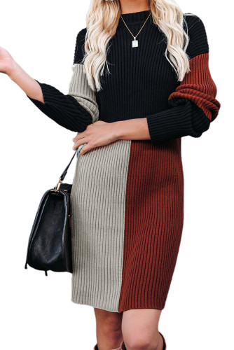 Colorblock Knit Sweater Dress LC273144-2