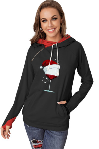 Christmas Graphic Print Zipper Pullover Sweatshirt LC25311032-2