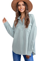 Sky Blue Buttoned Long Sleeve Shirt with Pocket LC2551243-4