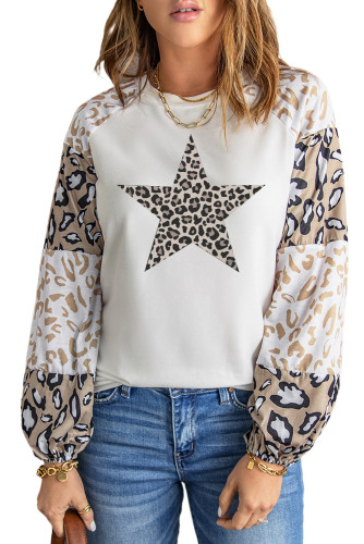 Star Leopard Color Block Long Sleeve Top LC25113087-15