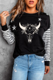 Floral Steer Head Graphic Patchwork Sweatshirt LC25311419-2