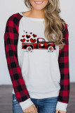 Valentine Truck Buffalo Plaid Heart Shape Print Patchwork Sweatshirt LC25311444-1