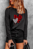 Plaid Heart Shape Print Long Sleeve Top Button Fly Shorts Lounge Set LC4512249-2