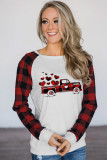 Valentine Truck Buffalo Plaid Heart Shape Print Patchwork Sweatshirt LC25311444-1