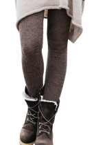Brown Solid Thermal Knit Leggings LC76594-17