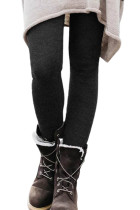 Black Solid Thermal Knit Leggings LC76594-2