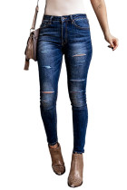 Blue Ripped High Rise Ankle Length Skinny Jeans LC783594-5