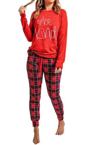 Red Plaid Two Pieces Loungewear LC4512268-3