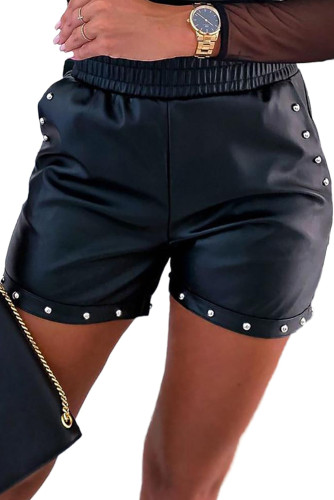 Beaded Faux Leather High Waist Shorts LC71043-2