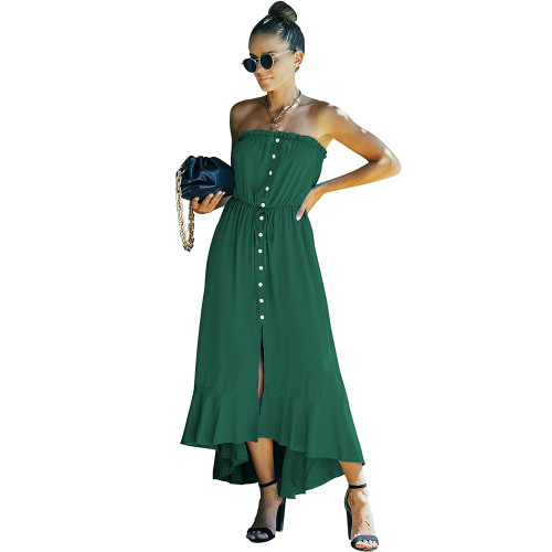 Green Off Shoulder Tube Swing Maxi Dress TQK310825-9