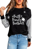 Black Faith Family Football Graphic Print Striped Long Sleeve Top LC25311622-2