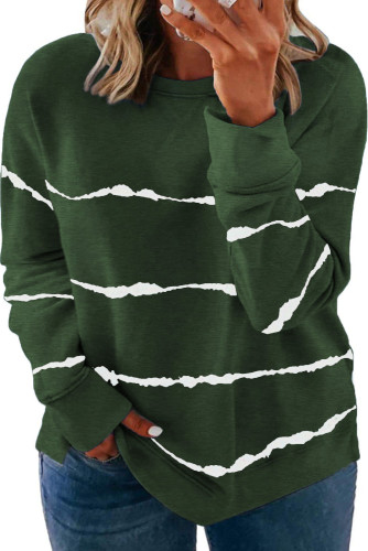 Green Tie-dye Stripes Plus Size Sweatshirt LC253678-9